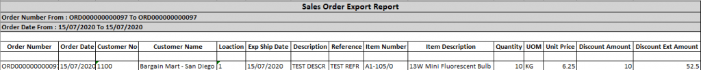 Sales Order - Export Details