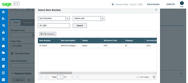 Order entry screen 2