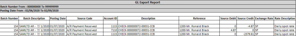 GL Export utility-Output 