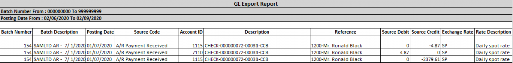 GL Export utility-Output
