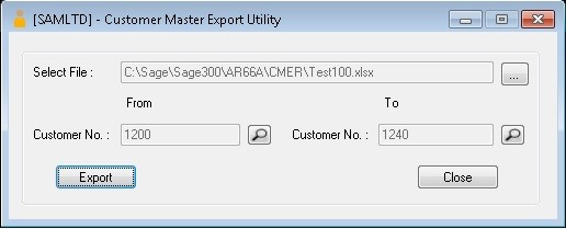 Sage 300-Customer Master Export utility