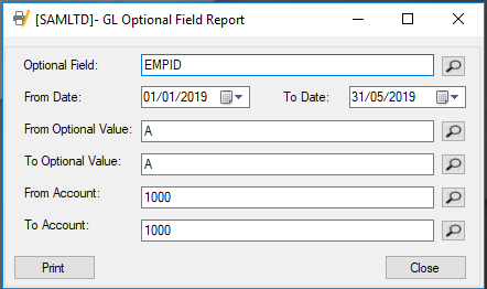 optional report gl field customized transactions fields details