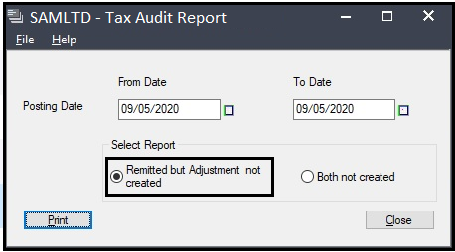 Tax Audit Report - User interface