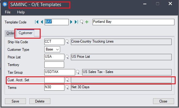 CustAccountSetOnTemplates