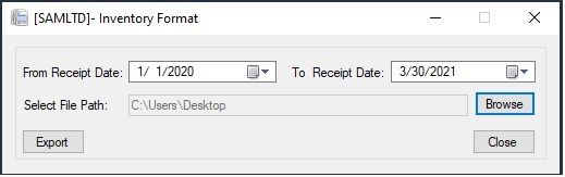 Inventory Format user interface Inventory Format user interface