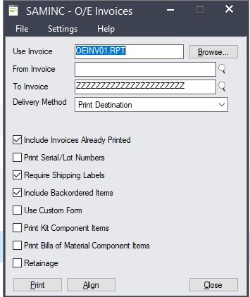 OE Invoice Form