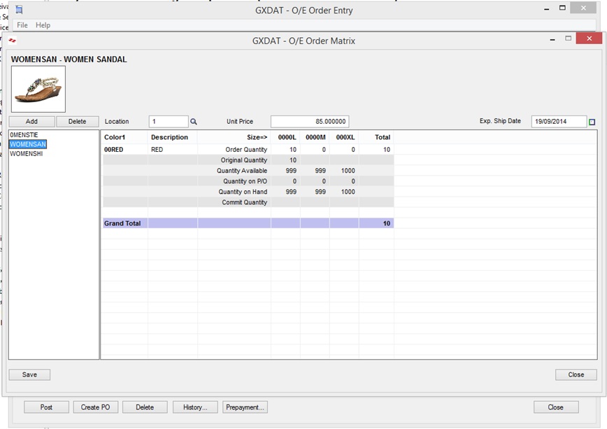 GXDAT- O/E Order Entry