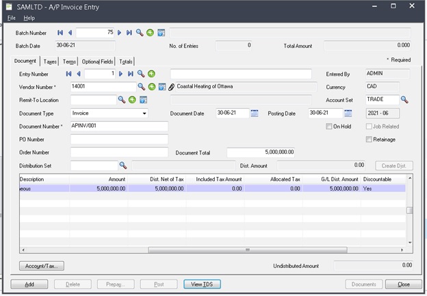 AP Invoice Entry with Threshold Limit