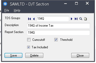 D/T Section with Threshold checkbox