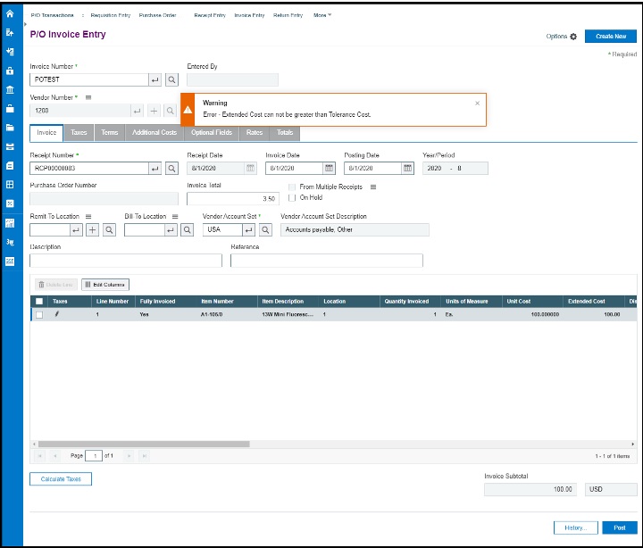 PO Invoice Entry