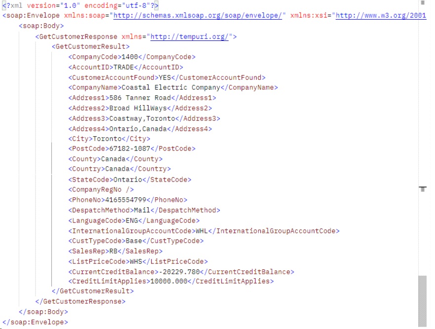 XML Structure - Customer Details