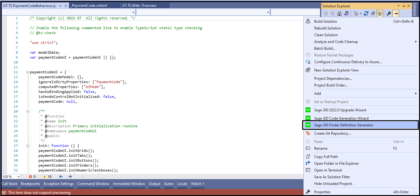 Finder Configuration in Sage 300  using Finder Definition Generator