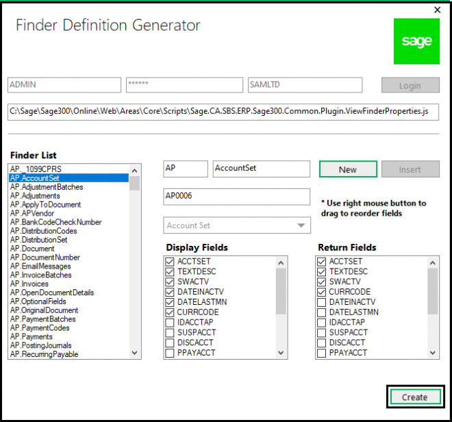 Finder Configuration in Sage 300 Web using Finder Definition Generator ...