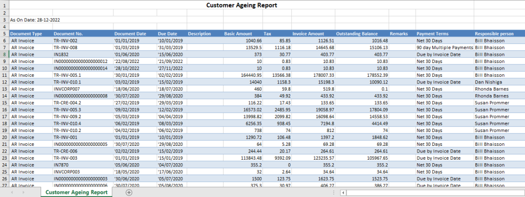 Customer Ageing Report – Output File in Sage 300 ERP