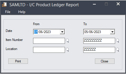 Utility to export Product Ledger Report
