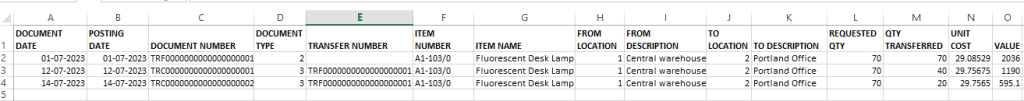 Excel based Output