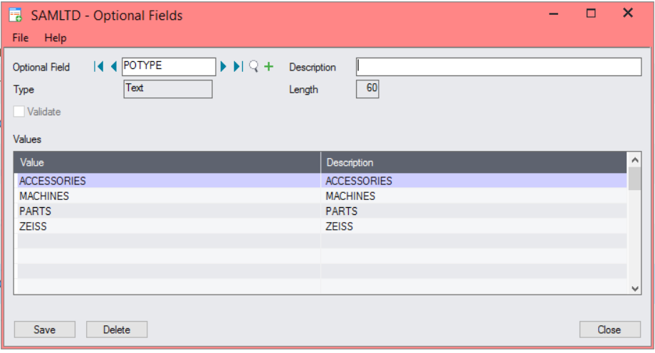 Output- Optional field name as “POTYPE” in Common Services  Optional Fields. t