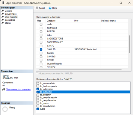 Login Properties – User Mapping