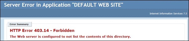 IIS Default Web Site Forbidden