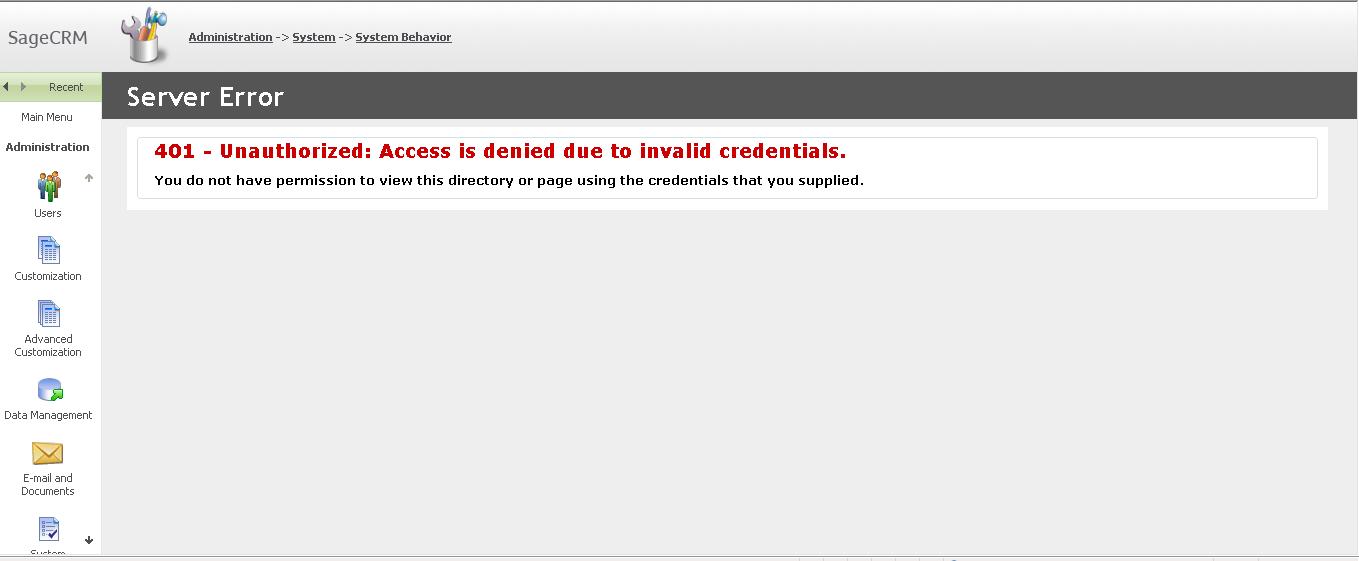 401 Unauthorized Access Is Denied Due To Invalid Credentials In Sage Crm Sage Crm Tips Tricks And Components - roblox access denied