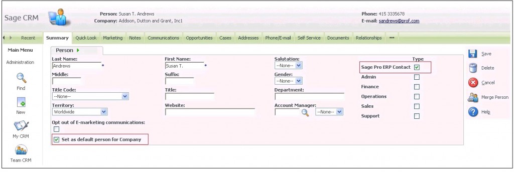 Sage CRM person