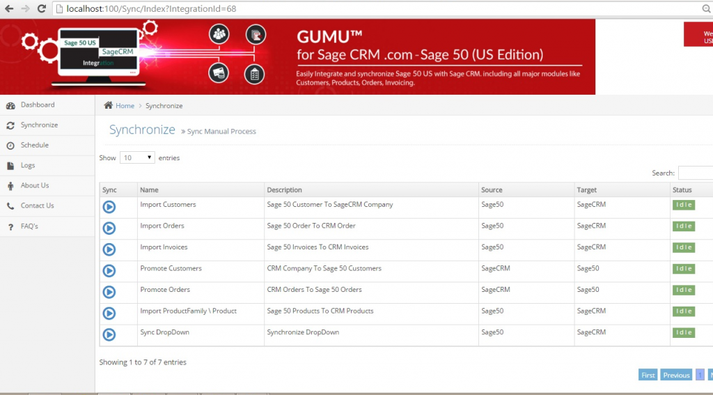 GUMU Sage 50 Synchronize feature