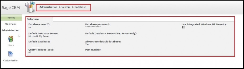 Database settings