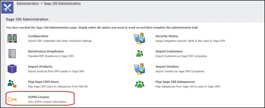 Sage 100 GUMU License