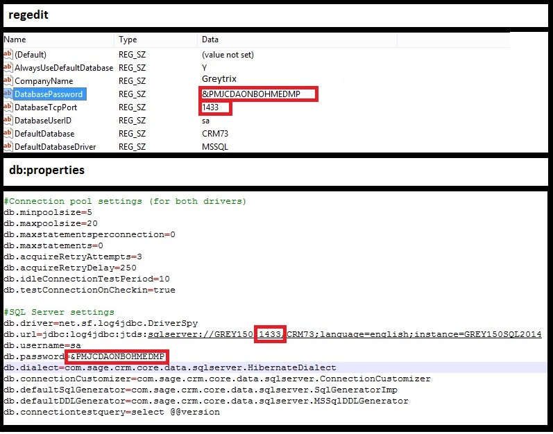 DB: properties and regedit 