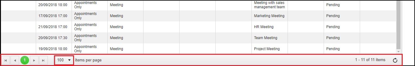 Rows Per Page