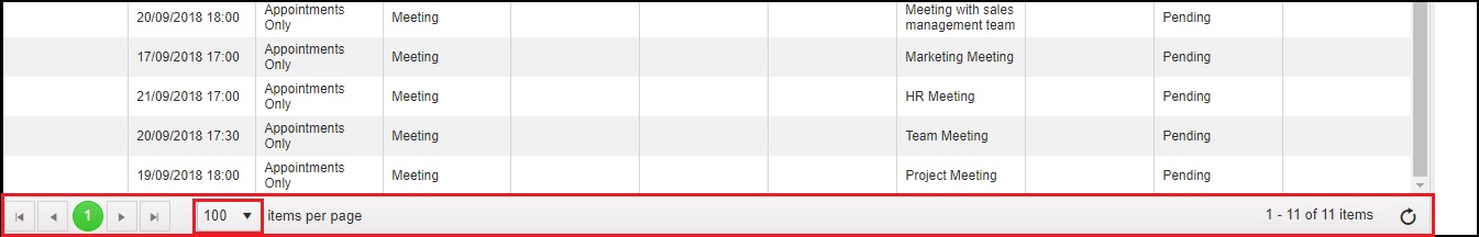 Rows Per Page