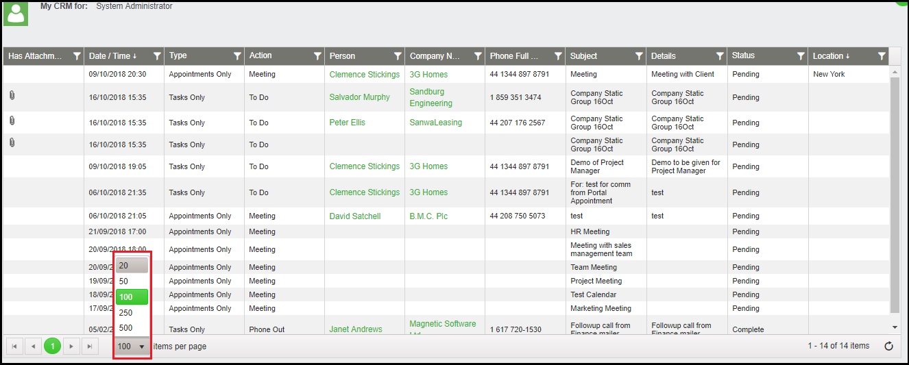 Calendar List