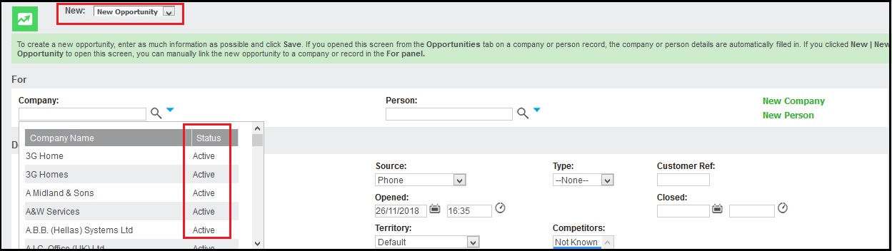 Active Company Records