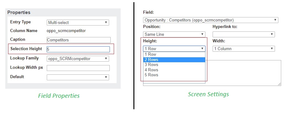 Field and Screen Settings