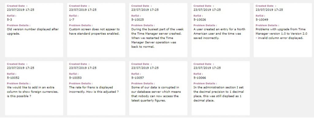9 Ticket records tiles