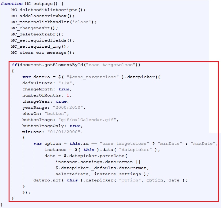 Code Snippet to Add Date Picker