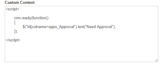 Script to be added in Screen's Custom Content