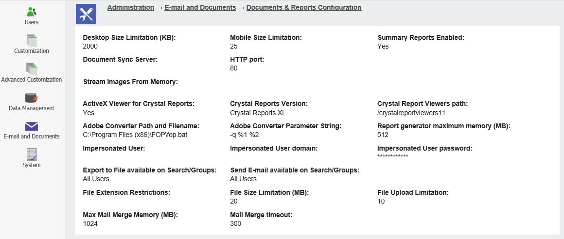 Document & Report Configurations