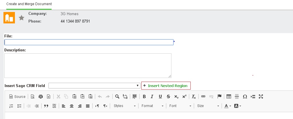 Insert Nested region field while creating templates