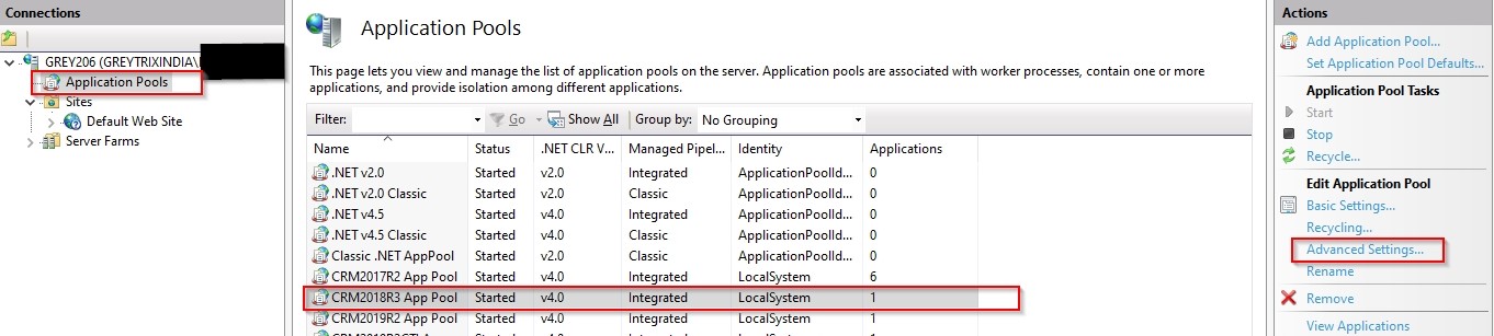 Application Pool Setting
