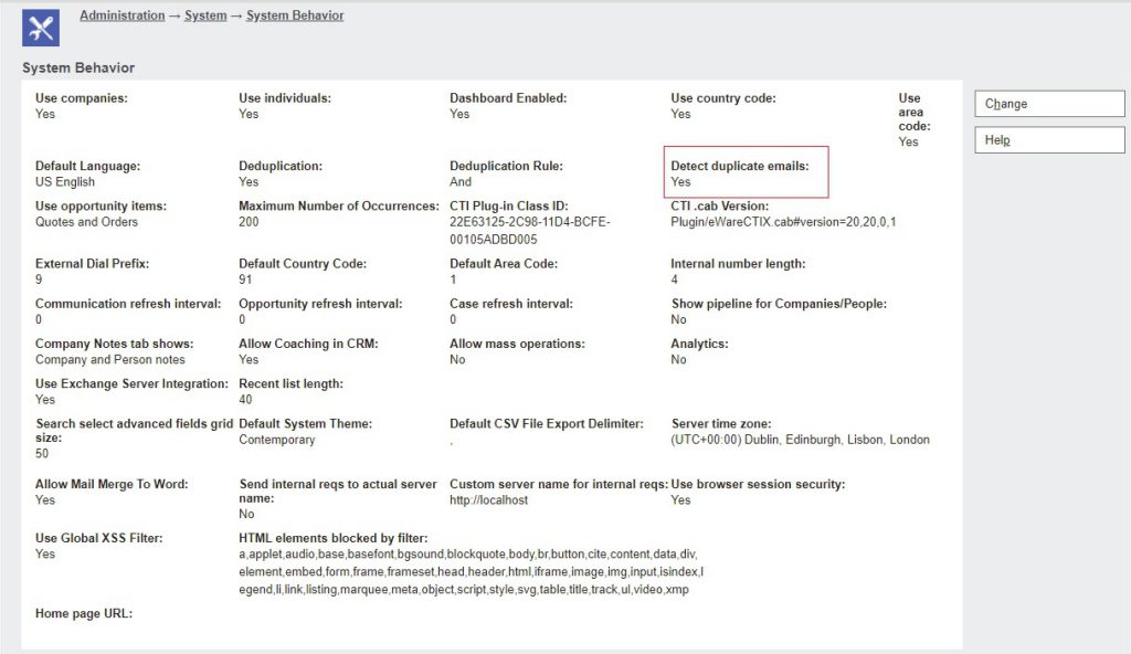 Enable Detect Duplicate Email option in CRM