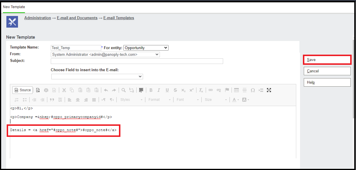 Email Template Source