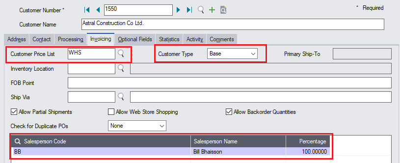 Customer Fields