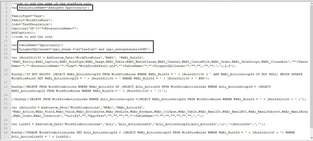 Script for EscalationRule.es file