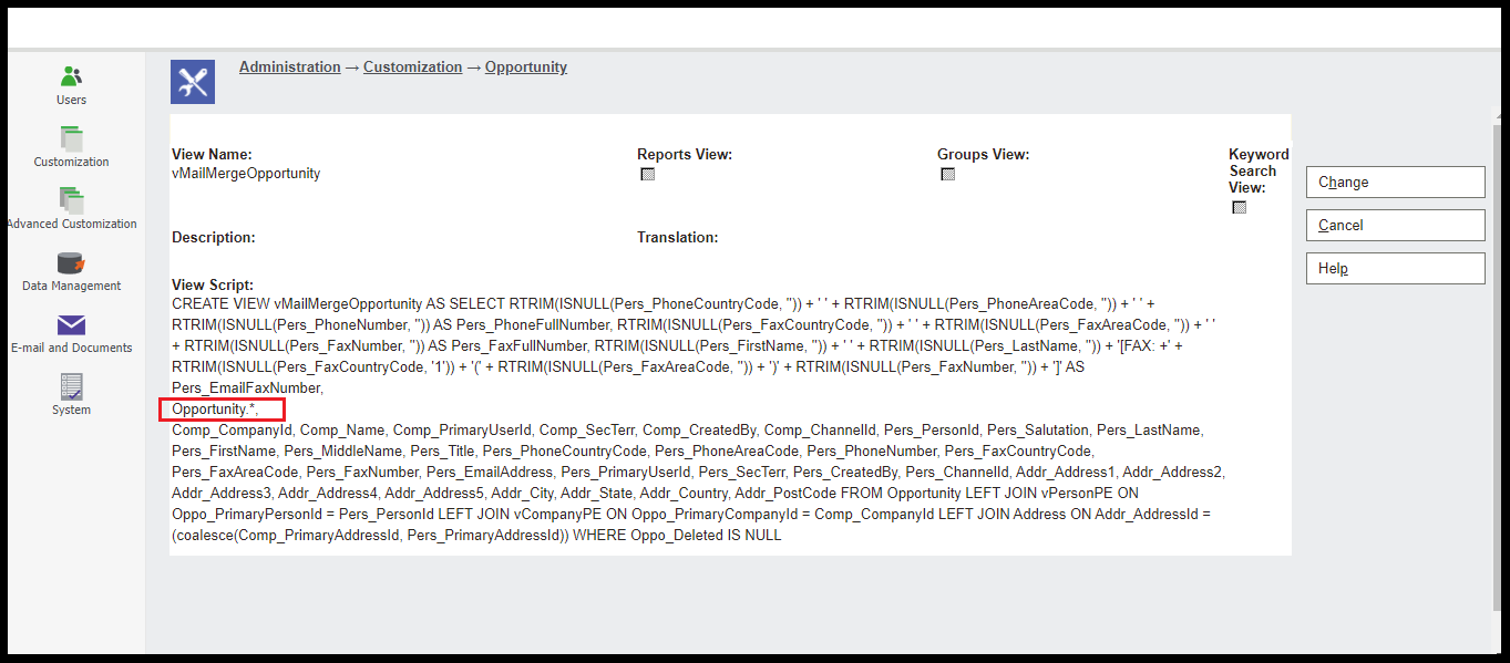 Mail-Merge View