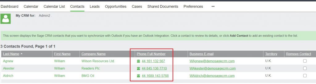 Contacts List in My CRM