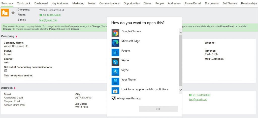 Redirected to Calling Apps