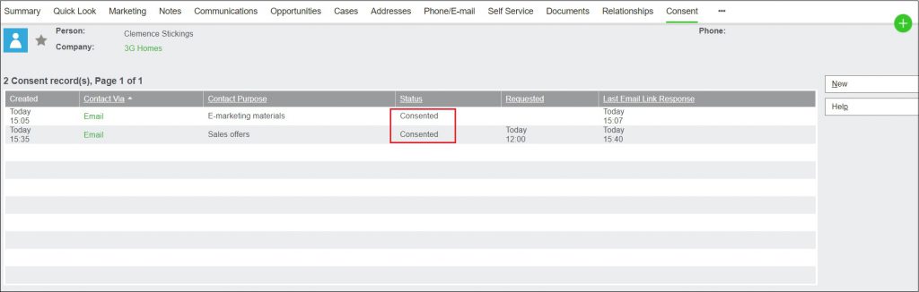Consent Status updation