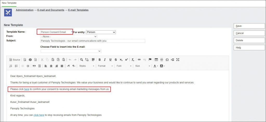 Consent Email Template