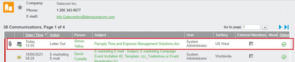 Copy of Merged documents in Communications tab